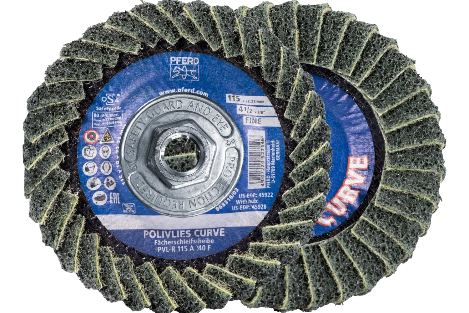 Picture of Pferd Flap Disc, PVL-R, Polivlies® Curve, 4-1/2" x 5/8-11, Fine, Aluminum oxide
